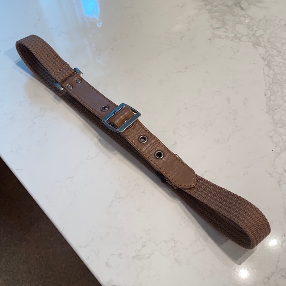 Brown woven and leather belt